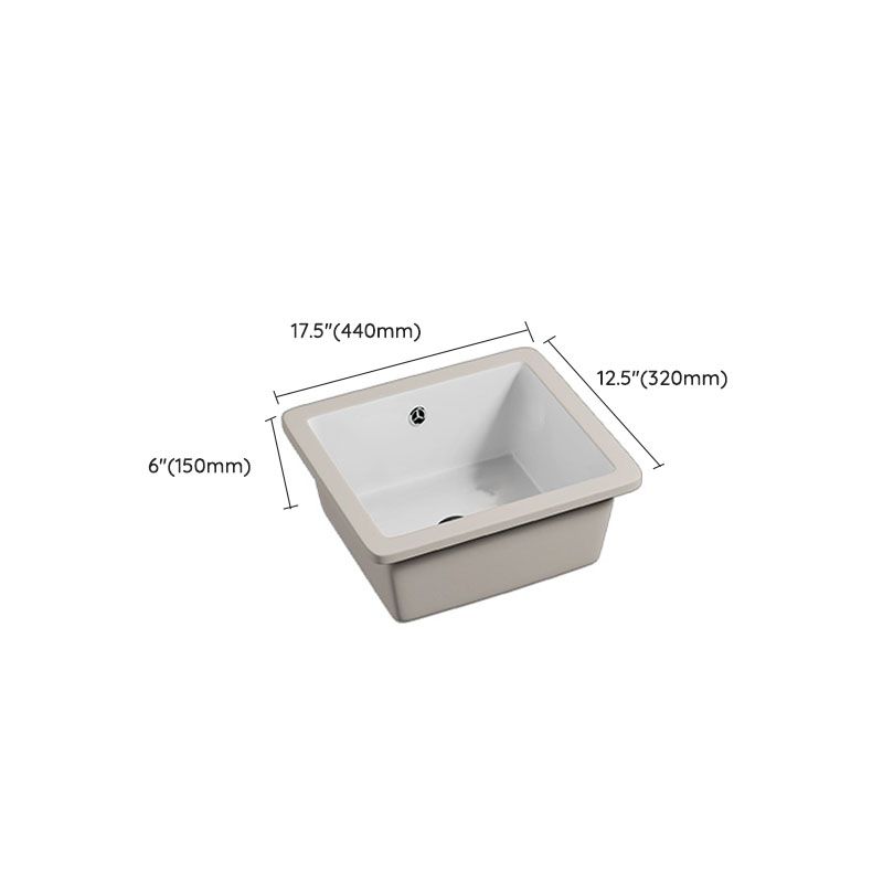 Bathroom Sink Ceramic Pull-out Faucet White Rectangular Washroom Sink