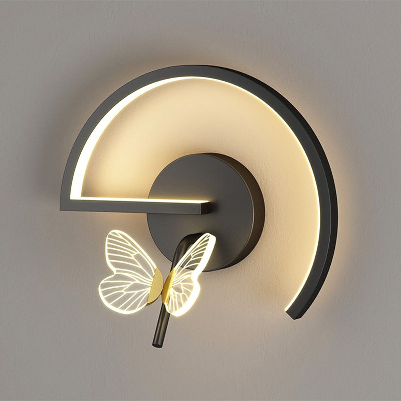 Accesorio de iluminación de pared acrílico mariposa LED minimalista Splecha de pared geométrica negra