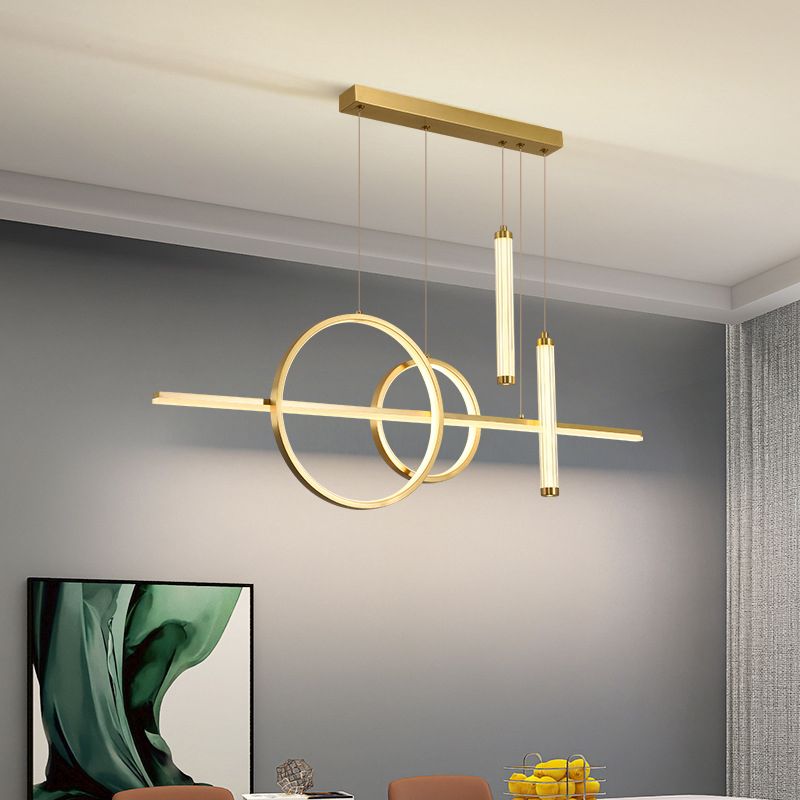 Multiple-Light Geometric Island Pendant Modern Metal Island Lighting for Dining Room