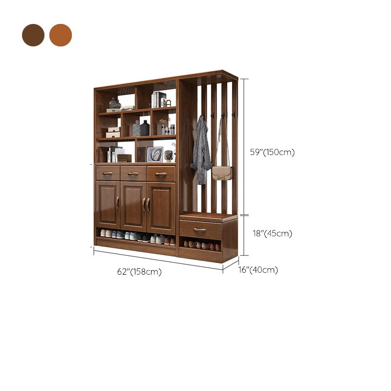 Modern Wood Cabinet in Brown 13.77" Wide Accent Cabinet with Drawers and Doors