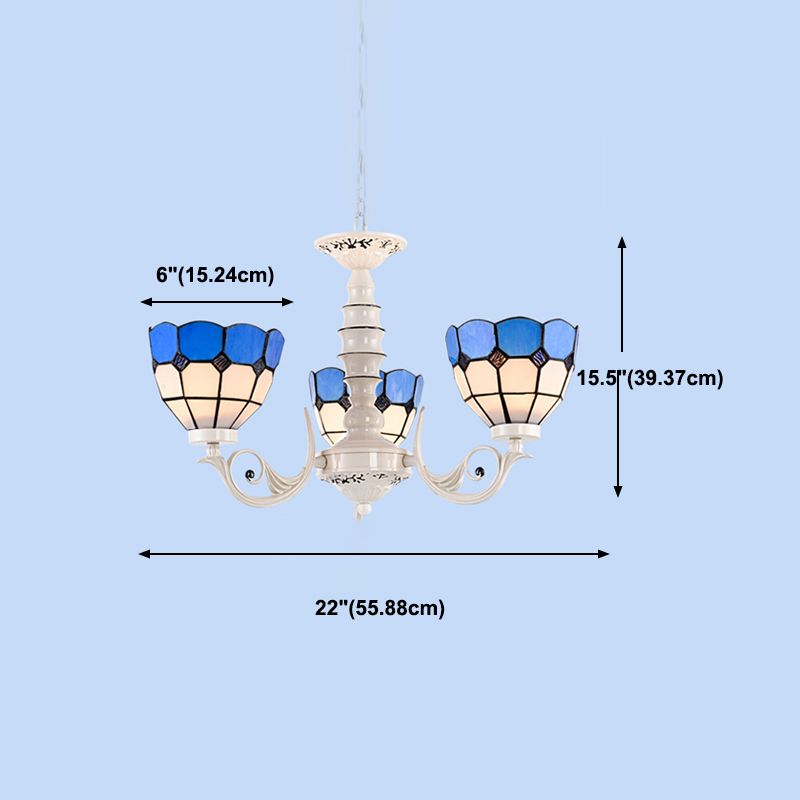 Multi Light Bowl Branch Hanging Lights Tiffany Style Glass Hanging Lighting for Bedroom