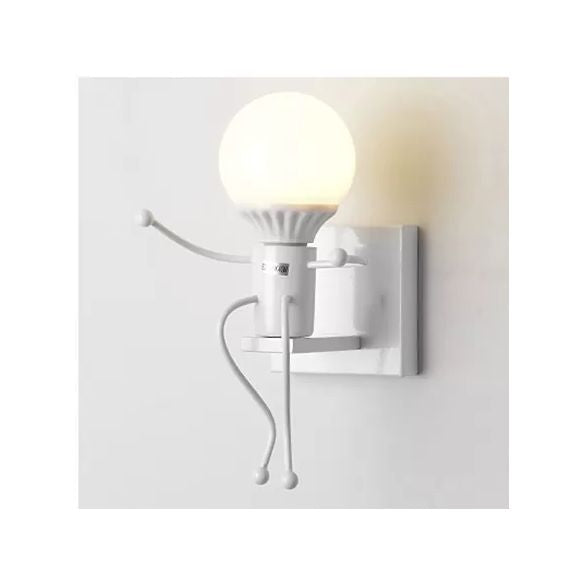 Sitting People Shaped Wall Sconce One Bulb Modern Style Metal Night Light for Bedroom