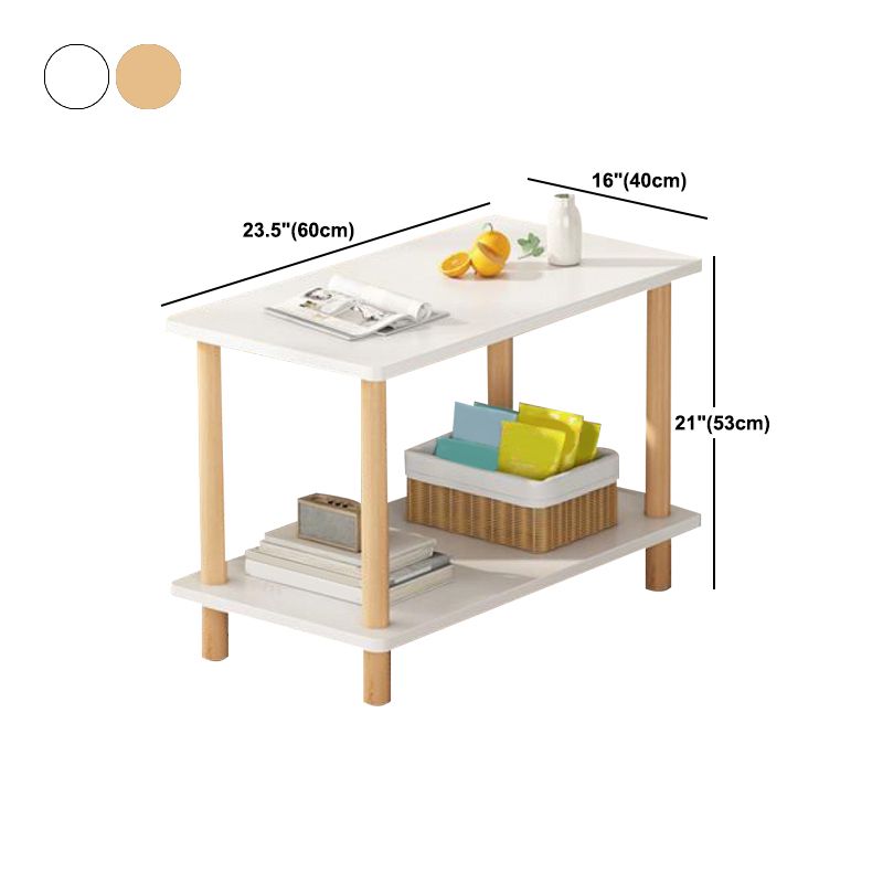 Modern Wooden 4 Legs End Table Rectangular Table with Storage