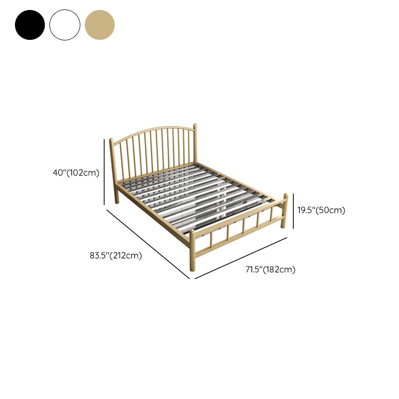 Metal Glam Slat Bed with Headboard Standard Bed with Metal Legs