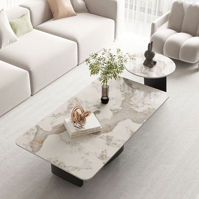 Slate Rectangular Coffee Table Metal Legs Coffee Cocktail Table