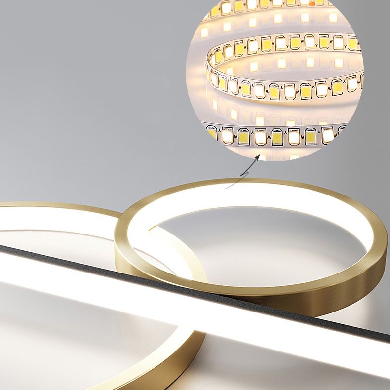 Éclairage à île LED minimaliste Lumière de lustre de l'île linéaire avec une teinte métallique