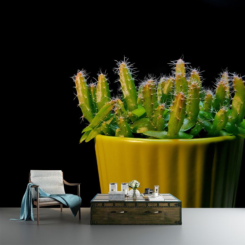 Prickly Cactus Minimalism Style Mural Wallpaper for Reading Room, Customized Size Available