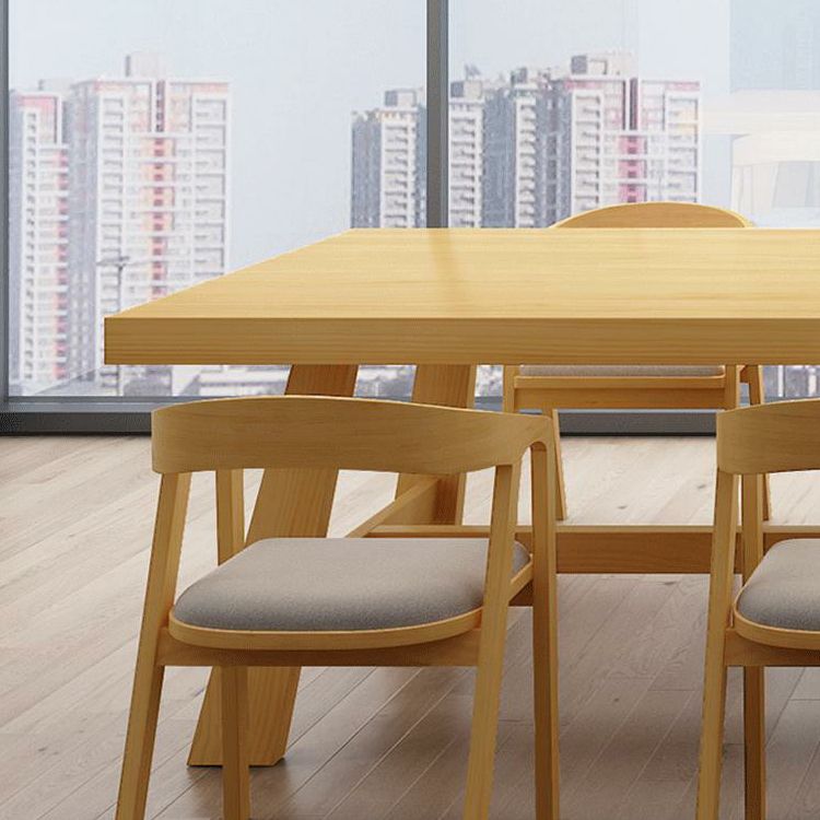 Wood Top Dining Table Traditional Luxury Table with Trestle Base