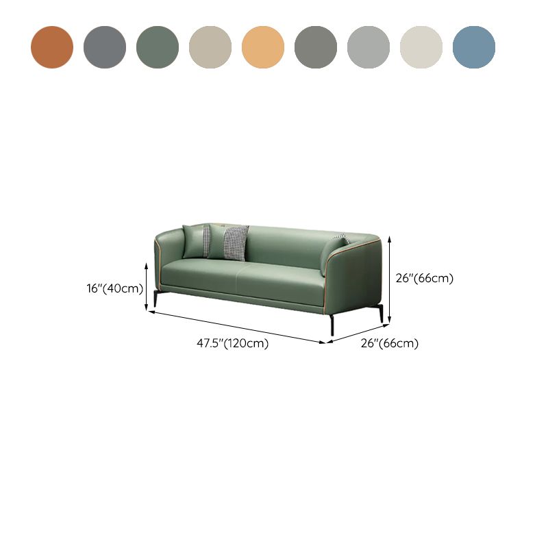 Sloped Arm Faux Leather Sofa Nordic 26" H Seating with Single Cushion