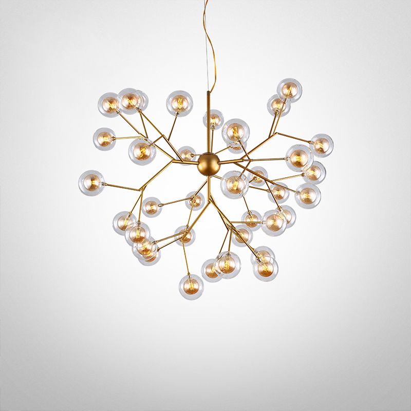 Simplicity LED Chandelier Lamp Bubble Pendant Lighting with Dual Glass Shade for Living Room
