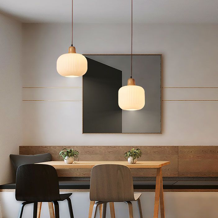 Wit Rubberwood Hanglampverlichtingsarmaturen Moderne Lantern Suspension Lamp voor restaurant