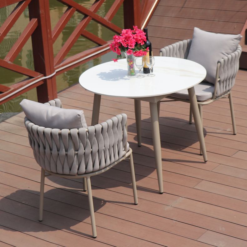 Modern Style 1/3/7 Pieces Metal Dining Set Stone Table Set for Outdoor