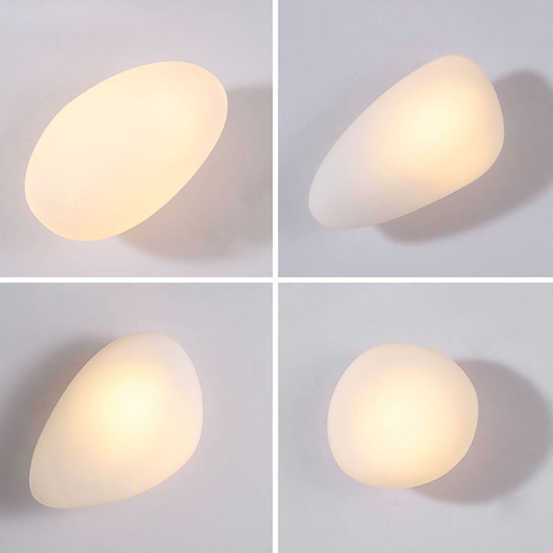 Nordic Style Iron Wall Light Cobblestone Shape Wall Lamp with Glass Shade for Bedroom