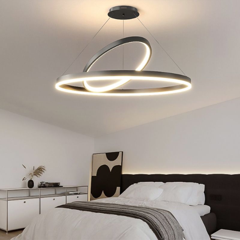 Modern Style Unique Chandelier Metal 2 Light Hanging Lamp for Bedroom