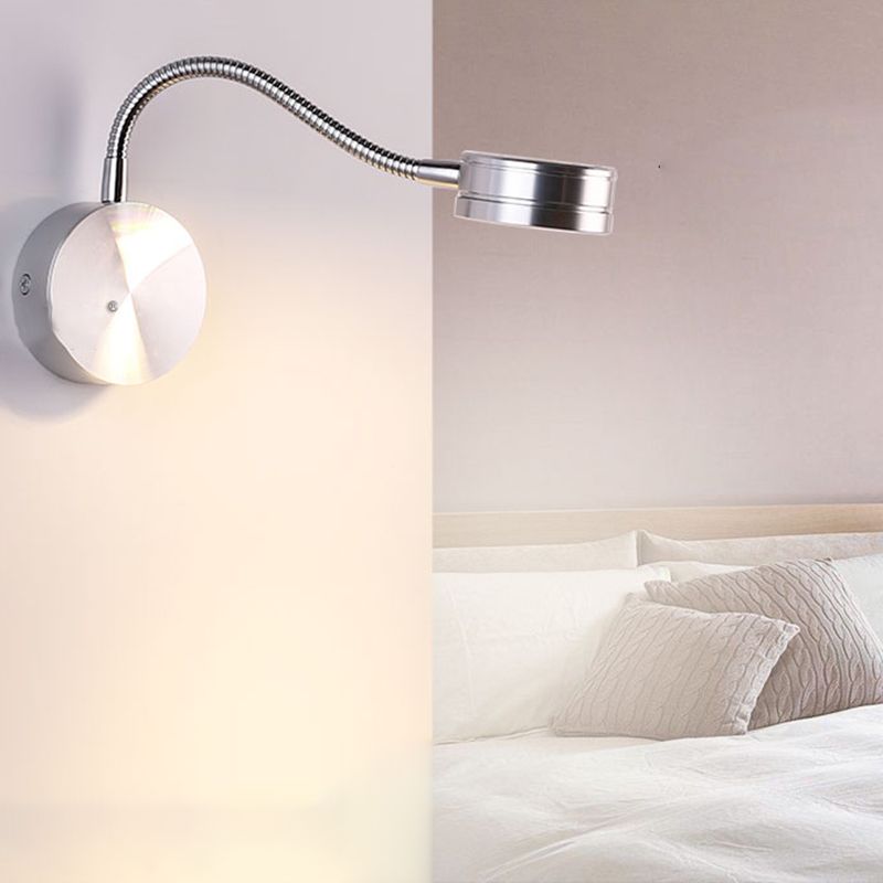 Iluminación de pared de cilindro de metal estilo contemporáneo 1 luces de lectura montadas en la pared ligera