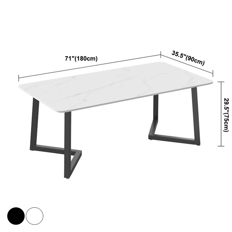 Modern Rectangle Dining Table Sintered Stone Dining Table with Double Pedestal