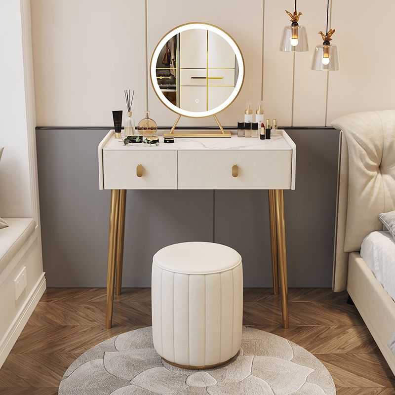 2/4-Drawer Vanity Makeup Table Set Vanity Stool - 15.57" D x 30.71" H Vanity White