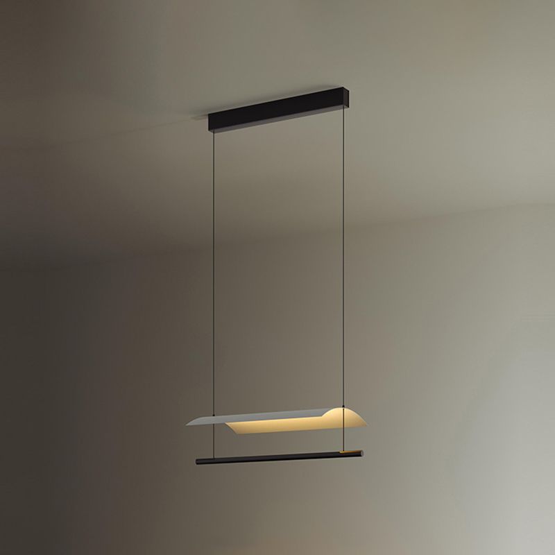 Modern Style Linear Shape Island Lights Metal Island Pendant Lights in White