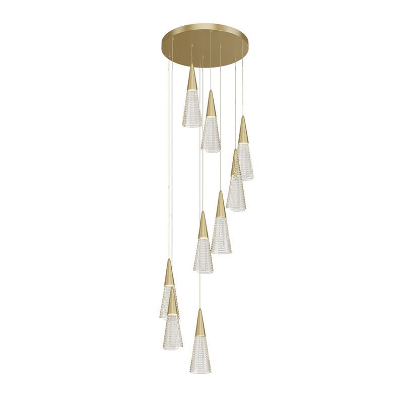 Modern Style Spiral Conical Multi Light Pendant Acrylic Stairwell Hanging Lighting