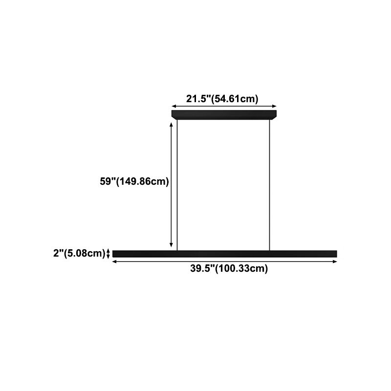 Zeitgenössischer Stil linearer Form Island Light Metal 1 hängendes Anhänger Licht in Schwarz