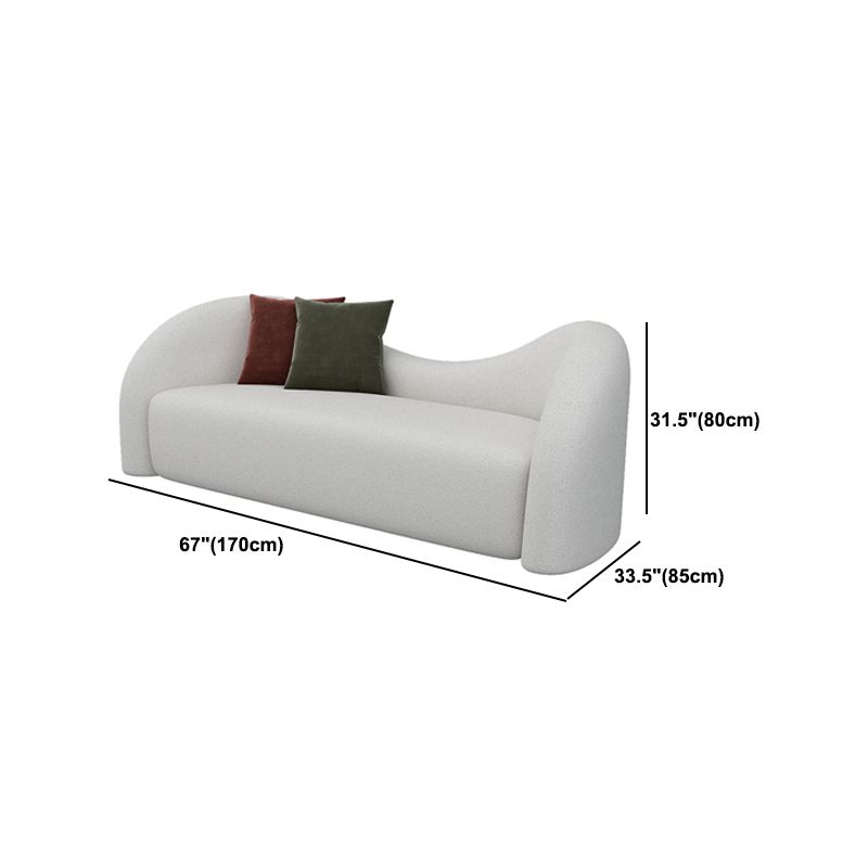 Modern Style Curved Sofa with Pillows Sloped Armed Sofa in White