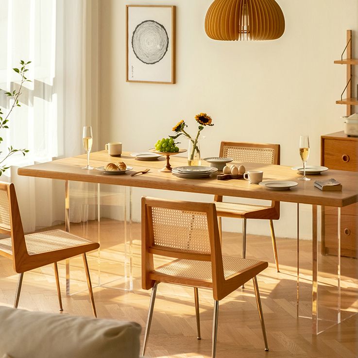 Modern Rectangular Table Solid Wood Dining Room Table in Natural