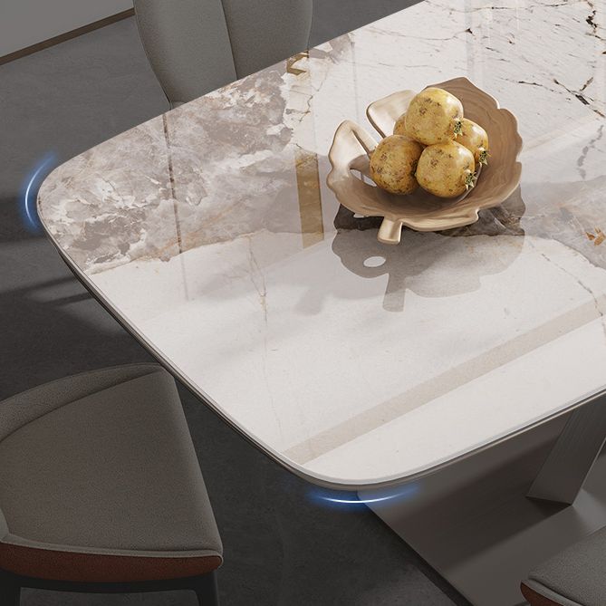 Glam Standard Sintered Stone Tisch Rechteck weißer Esstisch mit Sockelbasis