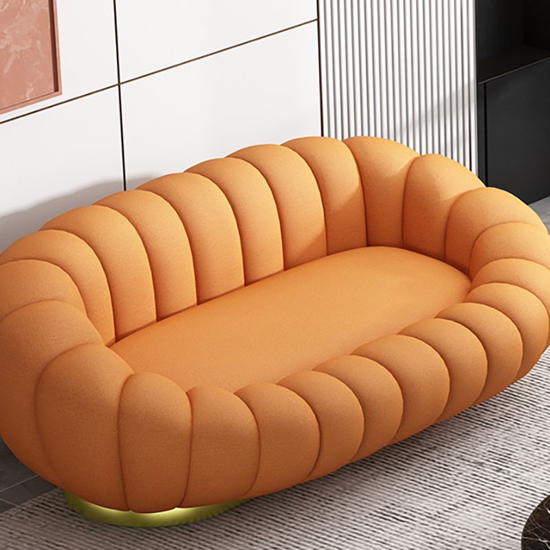 25.59"H Scandinavian Solid Color Fleece/Faux Leather Curved Sofa for Bedroom Apartment