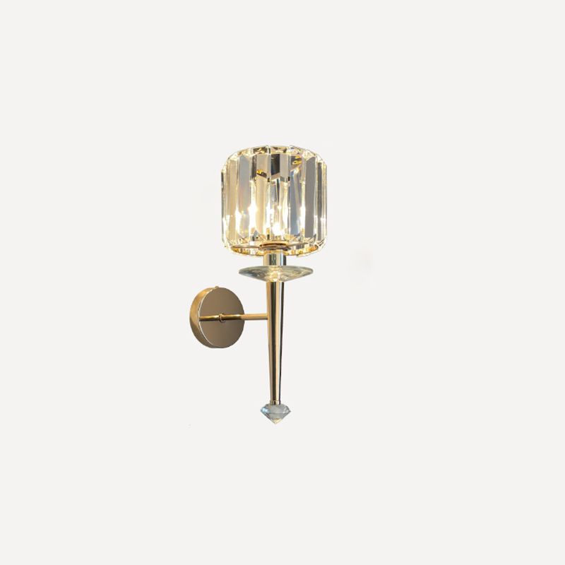 1-Light Sconce Light Fixture Modern Style Conical Clear Crystal Wall Mounted Lights in Gold