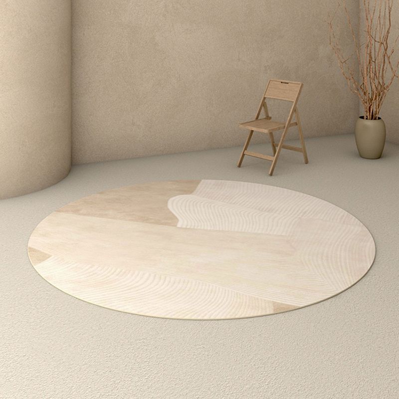 Apricot Modern Rug Polyester Stripe Indoor Rug Washable Rug for Living Room