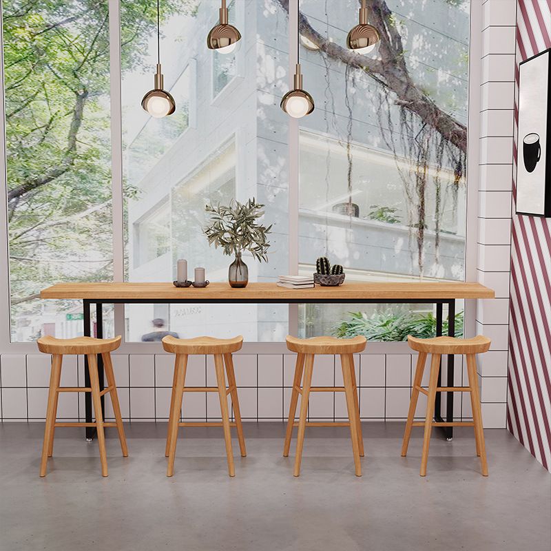 Industrial 1/2/5 Pieces Wooden Bar Table Set Rectangle Bar Table with High Wood Stools