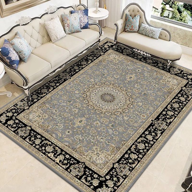 Moroccan Medallion Pattern Rug Polyester Carpet Stain Resistant Area Carpet for Home Decoration