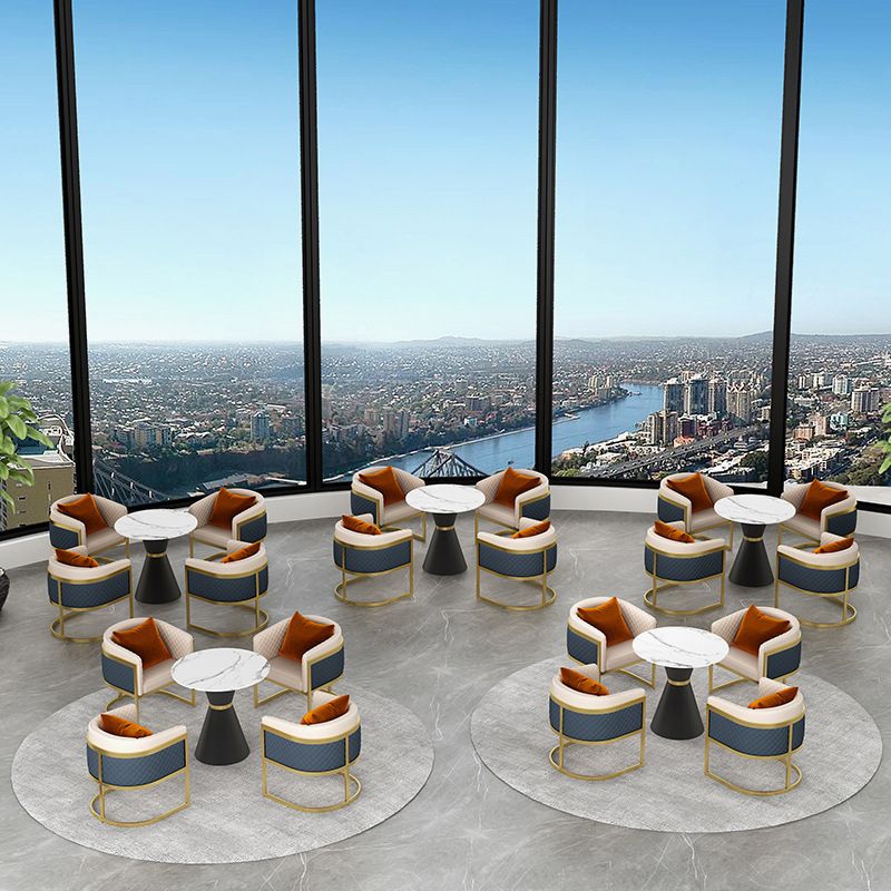 White Stone Dining Set for Kitchen 1/2/5 Pieces Modern Round Table Set