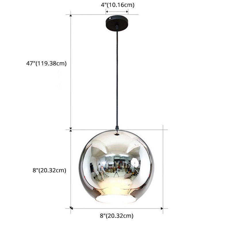 Elektroplattierte Spiegelglas Kugel Anhänger Lampe 1-Licht postmoderner Kleidungsgeschäft Dekoratives hängendes Licht