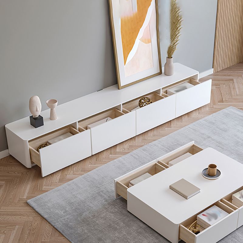 White TV Stand Console Contemporary Media Console for Living Room