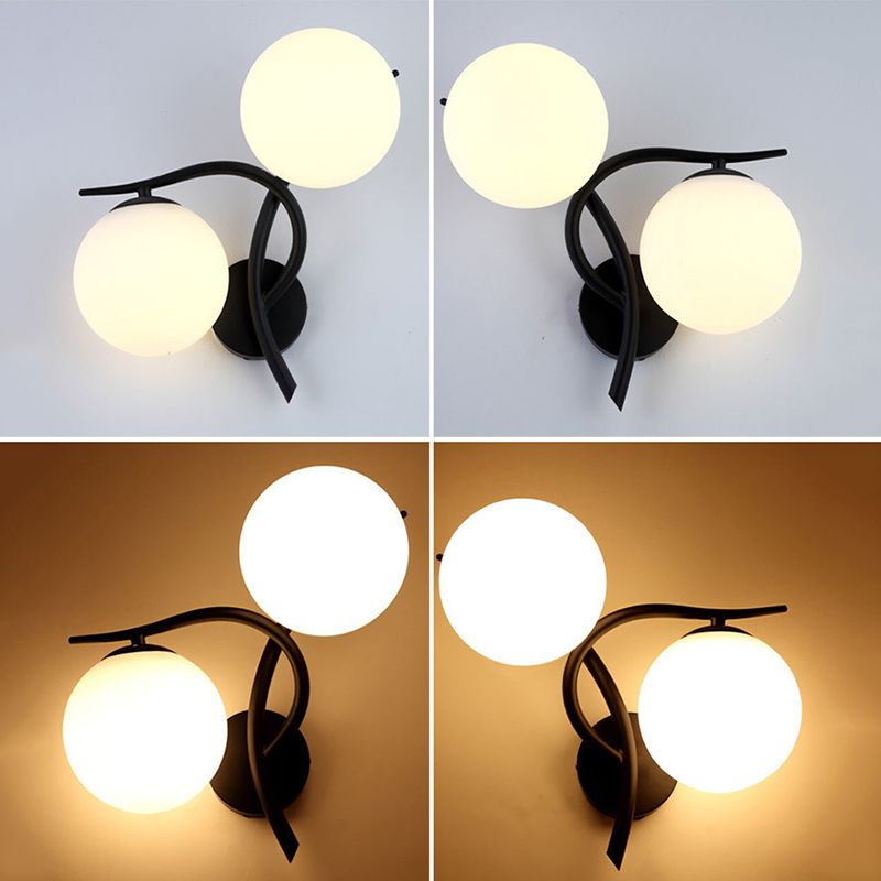 2-Light Glass Wall Lamp in Modern Creative Style Wrought Iron Wall Sconce for Interior Spaces