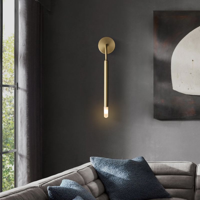 Linear Shade Metal Wall Sconce Modern Style 1 Light Wall Mount Light Fixture in Brass