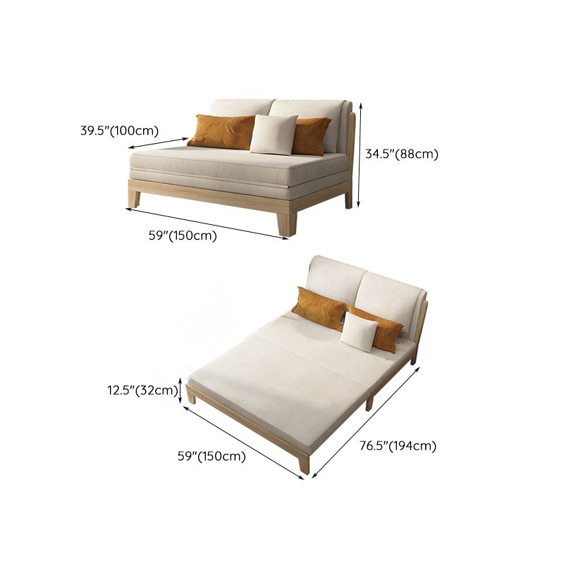 39" Wide Scandinavian Sleeper Sofa Futon White Wood Sleeper Sofa