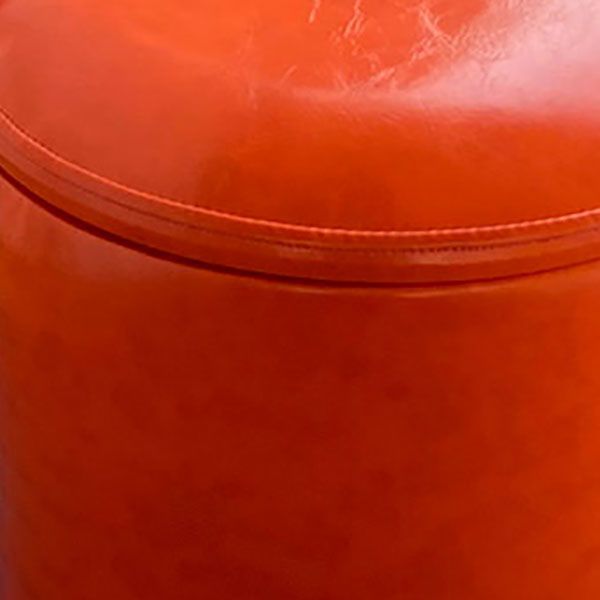 Faux Leather Ottoman Plain Round Stain Resistant Pouf Ottoman with Storage