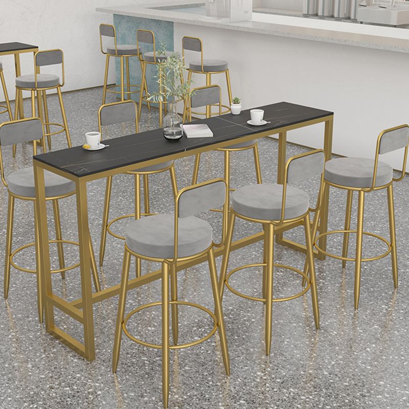 Round Upholstered Dining Stools Armless Bar Stools with Footrest