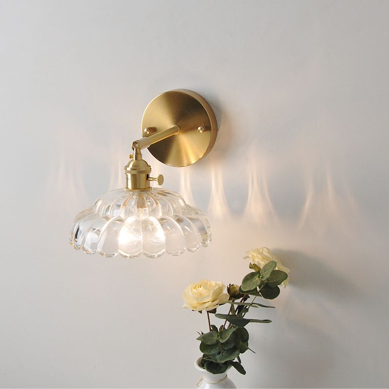 1 Light Geometric Wall Mounted Light Fixture Industrial Style Glass Wall Sconce Lights in Gold