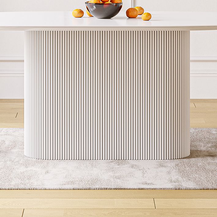 Oval Dining Table Modern Stone Top Dining Table in White with Pedestal Base