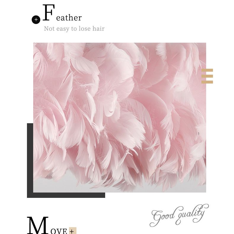 Il lampadario a forma di ciondolo a forma di ciambella rosa illuminazione lampadario piuma per camera da letto