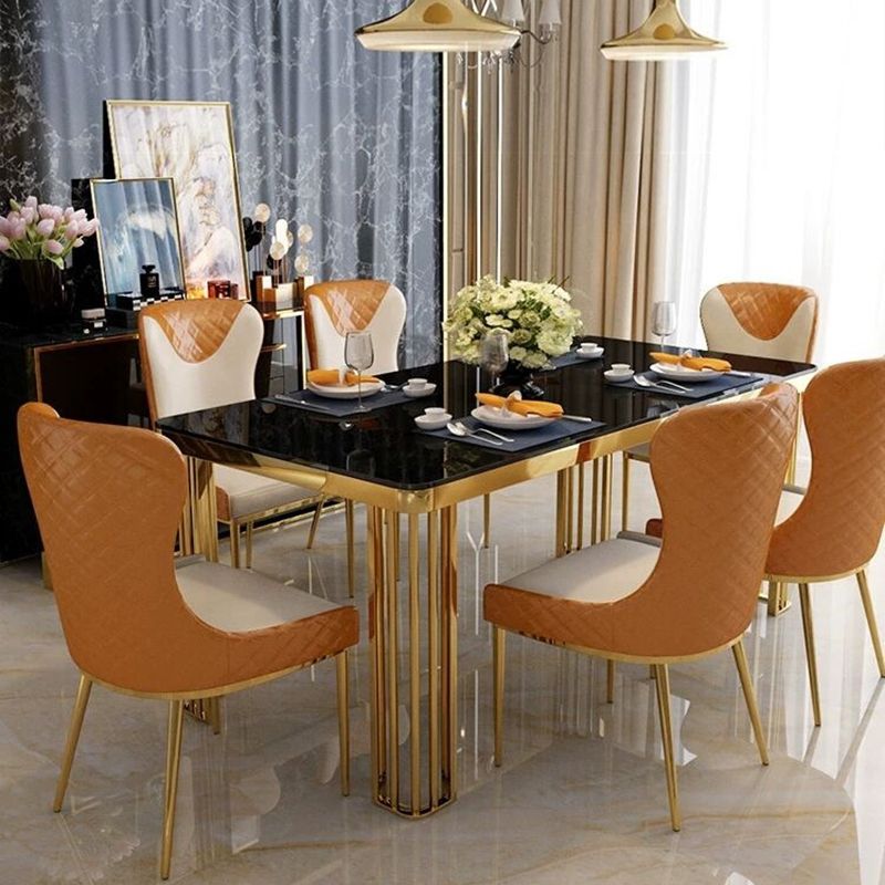 Nordic Style Wingback Armless Dining Chair Leather Dining Side Chair