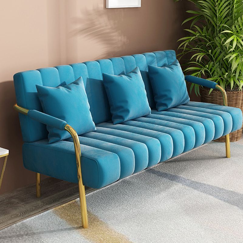 Contemporary 28.3" H  Velvet Sewn Pillow Back Sofa for Living Room