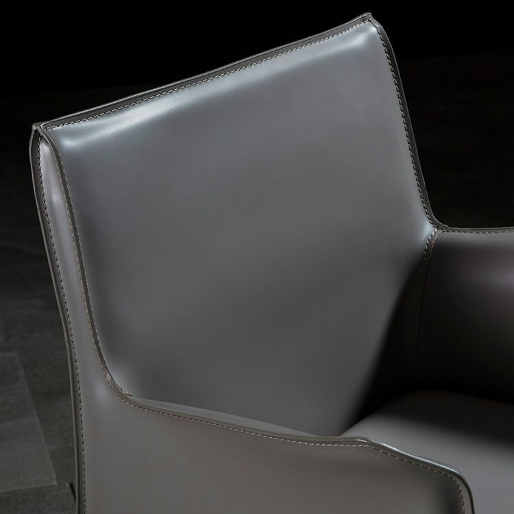 Designer Style Solid Back Chair Home Arm Matte Finish Leather Dining Chair