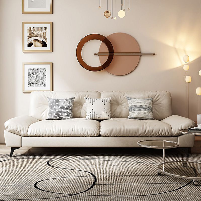 Glam Tufted Standard Square Arm Living Room Faux Leather Sofa