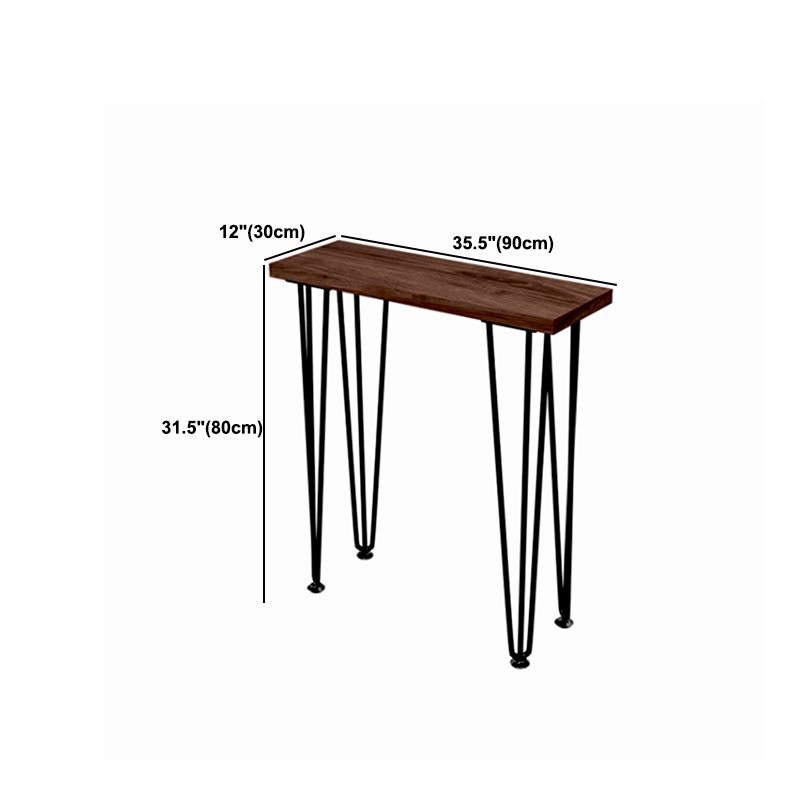 31.5" H Solid Wood Top Console Table with Metal  Legs Mid-Century Modern