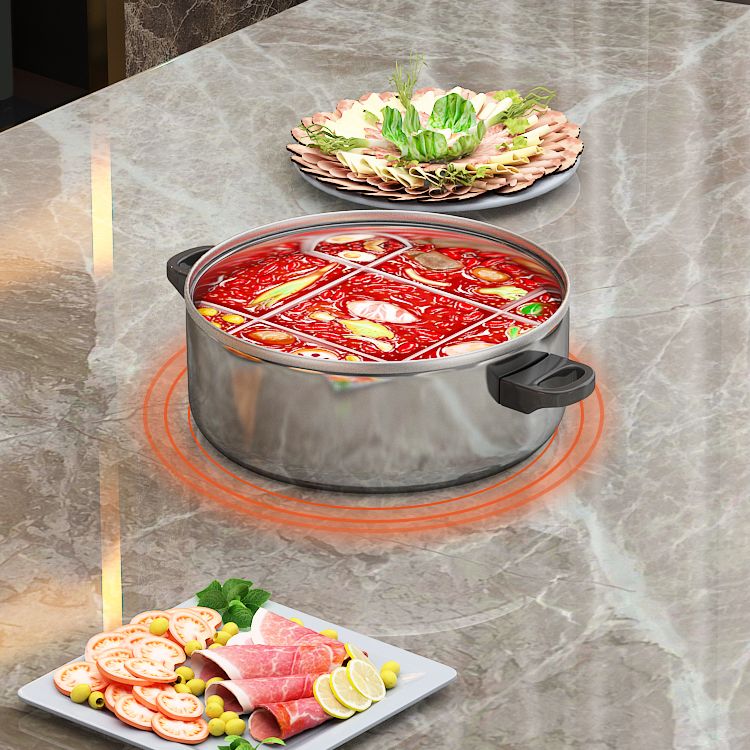 Modern Extendable Dining Table Round Stone Tabletop with Storage