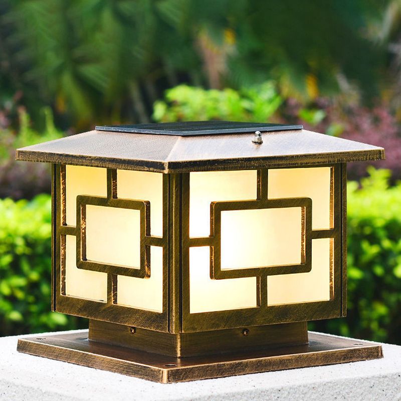 Modern Simple Outdoor Light Square Shape Solar Energy Pillar Lamp for Outdoor